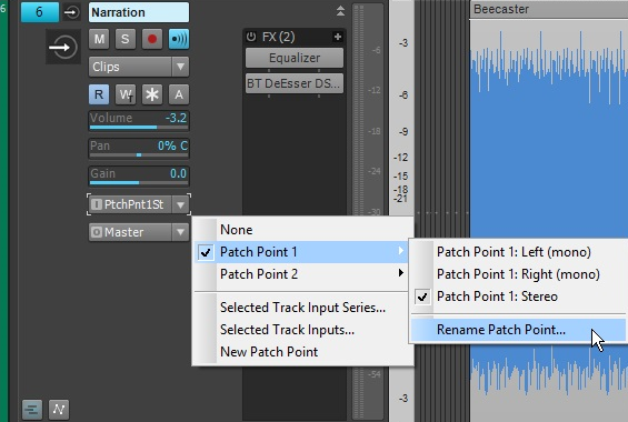 SONAR Renaming Patch Points